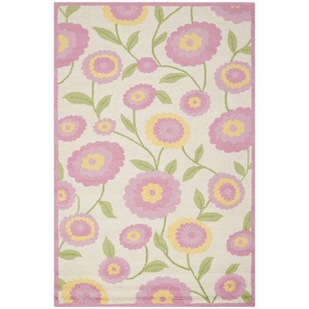 SAFAVIEH 5 x 8 ft. Medium Rectangle Novelty Kids Ivory and Pink Hand Tufted Rug SFK355A-5